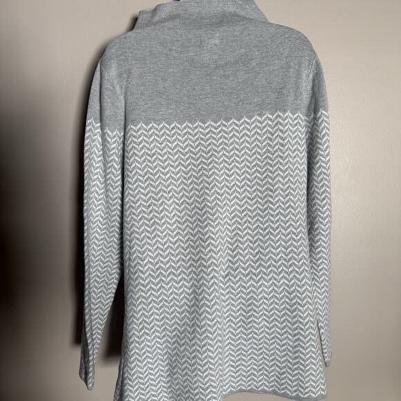 Aspen Women’s Large Gray White Chevron Mock Neck Tunic Sweater, EUC, Heavy Cozy - Picture 6 of 7